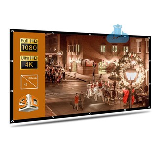 Portable Foldable Projector Screen High Definition Outdoor Home Cinema Theater 3D Movie (150inch, 4:3)