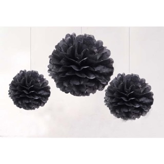 Black pompoms for decorations