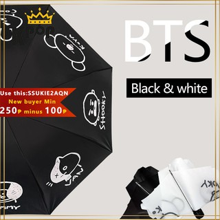 Bt21 Bts Black\White Umbrellas Sun Umbrella