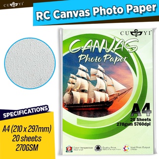 CUYI RC Canvas Photo Paper 270GSM A4 (20 sheets per pack)