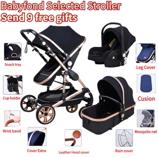 ☇Babyfond Baby Stroller 3 in 1 High Landscape two way Carriage Multifunctional Comfort Pram Free Gif