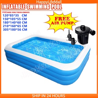 [FREE Electric Air Pump]Inflatable Swimming Pool Thickened Family Lounge Pool for Kids Adult Outdoor