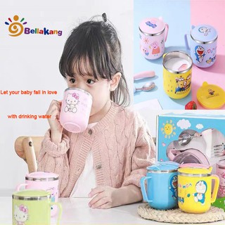 baso 270ml Minion Cup Kids 304 Stainless Steel Cartoon Water Cups With Lid Drinking Mug (1)