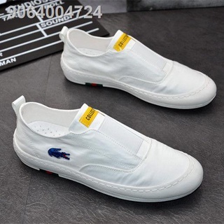 ☈◑Crocodile men s shoes 2021 new summer lazy pedal ice silk cloth shoes men s all-match casual breat