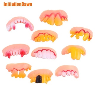 Initiationdawn> 10Pcs Funny Goofy Fake Vampire Denture Teeth Halloween Decor Prop Trick Toy