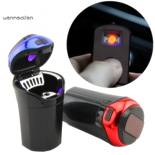 WM Creative Car Ashtray Trash Detachable Cigarette Lighter with LED Light and Lid