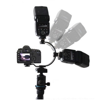 Universal C-Shape Double Hotshoes Flash Bracket Mount Holder Tripod DV Camcorder DSLR Camera Kits