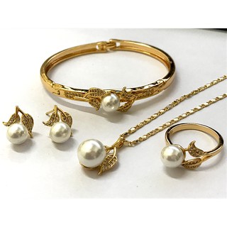 DROP BOX 14k Bangkok Gold Pearl Leaf Jewelry Set with Box DB00208