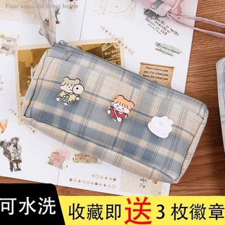 Hot sale✎ins Japanese college pencil case pencil case large capacity canvas pencil case pencil case cute student stationery bag pencil case