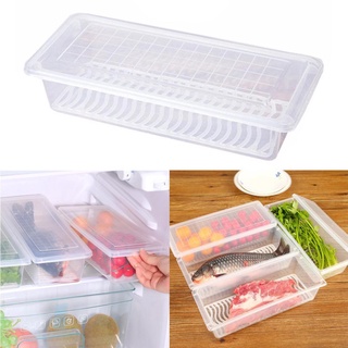 KOIHome Kitchen Food Sealed Storage Box Rectangular Refrigerator Moisture-Proof Drain Vegetable Keep