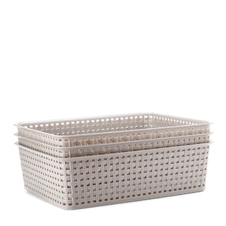 Chefware 3-piece Large Rectangular Woven Tray – Gray