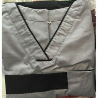 2 Color Combination Gray & Black w/ Breast Pocket Scrub Suit (2)