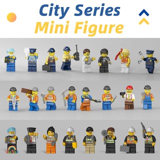 Mini Figures Building Blocks City Policemen Firemen Construction Workers Brick Compatible Legoed Creative Education Kids Toys DIY Gift