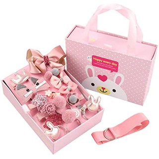 18 Pcs/Box Children Cute Hair Accessories Set Baby Fabric Bow Flower Hairpins Clip with Gift Box (1)
