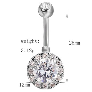 Navel Belly Button Ring Barbell Rhinestone Crystal Ball (1)