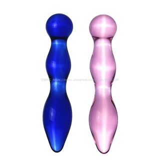 CW0179 Glass Beads Masturbator Anal Vaginal Self Comfort Massage Dildo dX42