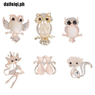 Rhinestone Butterfly Peacock Cat Owl Animal Brooches Pin for Women Brooch |Daifei