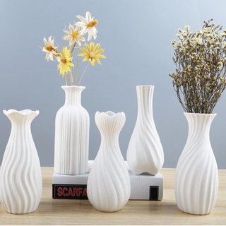 Modern Ceramic Dried Flower Vase Small Fresh Gypsophila Hydroponic Ornaments White Living Room Flower Arrangement Nordic Home Decoration