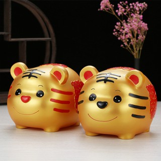 Tiger Year Gift Golden Tiger Piggy Bank Tiger Shaped Cartoon Money Box Creative Money Bank Adorable Coin Storage Bank