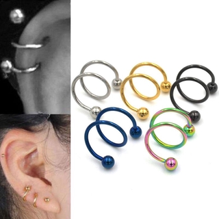 CG Punk Stainless Steel S Spiral Helix Ear Stud Lip Nose Ring Cartilage Piercing