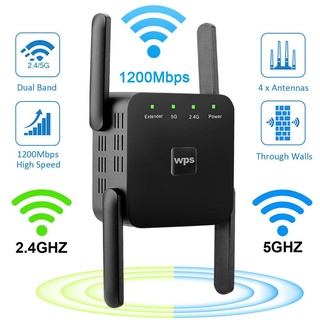 Wireless WiFi Range Extender 300/1200Mbps Network Repeater Signal Bridge 2.4/ 5GHz Dual Band Wi-Fi 1