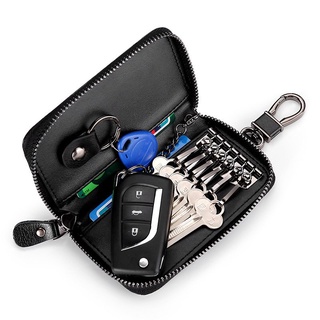 Mini Card Bag Keychain Men Women Key Holder Organizer Pouch Cow Split Car Key Bag Wallet Housekeeper