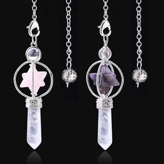 Merkaba Dowsing Pendulum Quartz Natural Stone Crystal Pink Reiki Healing Pendule Pendant Pendulums For Radiesthesia