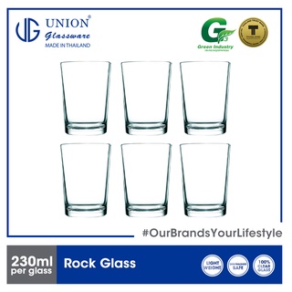 UNION GLASS Clear Glass Rock Glass Water, Juice, Soda, Liquor Glass 230ml | 9oz [Set of 6] (1)