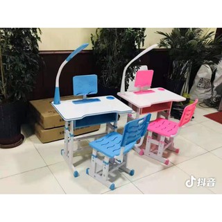 Adjustable Study Computer Table With Chair and Lamp for Kids 80cmx50cm