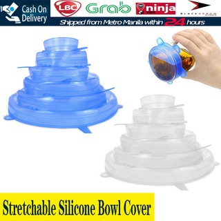 6 Pieces Various Size Food Grade Silicone Stretch Lids Silicone Reusable Flexible Food Bowl Cover