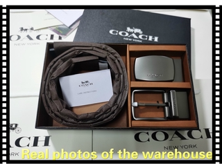【Available】New Leather Belt Cowhide Double Buckle Men's Belt Two Button Gift Box Set Man Double-Sided Belt