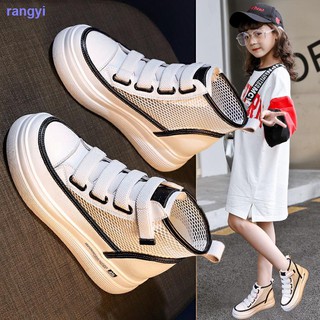 Girls shoes 2021 summer new children s breathable sports shoes mesh mesh shoes high-top hollow board shoes white shoes