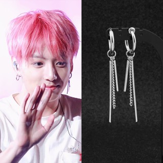 BTS Jung Kook Piercing Non-piercing Long Chain Stick Earring Stylish (1)
