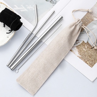4pcs stainless metal straw Set Drinking Straws Stainless Steel Stirring+Brush+Bag