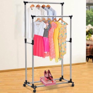 HOT Double Pole Stainless Steel Clothes Rack