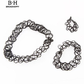 Fashion Stretch Tattoo Ring Bracelet Choker Necklace Jewelry Set Gift