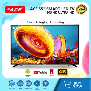 ACE 55" Slim 4K Ultra HD Smart TV Black LED-805