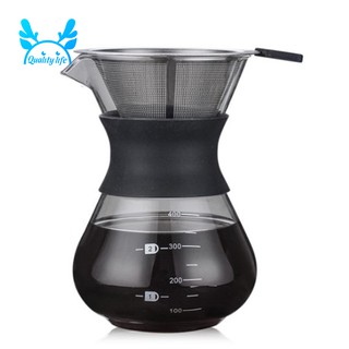 200ML Pour Over Coffee Maker Filter Dripper Glass Container Coffee Percolators Coffee Filter