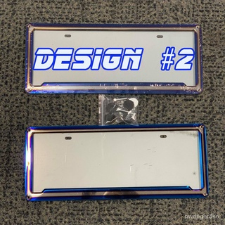 COD 2Pcs Pattern Car License Plate Frames Tag Covers Two Tone Full Stainless Universal 2KFE