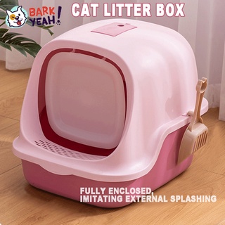 Full Enclosed Flip Cat Litter Box Grey w Odor Removal / Cat Closed Litter Box / Large Litter Box / F