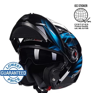 【Ready Stock】ICC Standard Motorcycle Modular Helmet Dual Lens Flip Up Racing Helmet Unisex