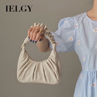 IELGY Underarm bag, female cloud fold bag, baguette bag, shoulder slung, niche texture, Korean handbag tide