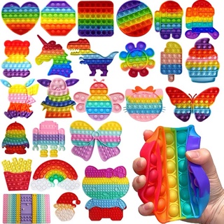 Push Pop It Fidget Stress Bubble Toy Push Bubble Fidget Sensory Toy Stress Reliever Rainbow Color