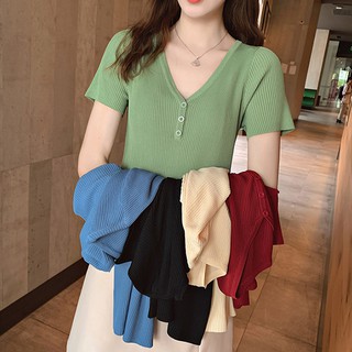 Yvon #630 Classic Knitted Blouse for women Korean Top for women Short Sleeves