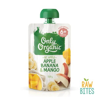 Only Organic Baby Food Apple, Banana & Mango Puree 120g (6+ mos)