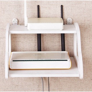 XIAODAR #Storage Rack Display Holder Double Floating Wall Mount Shelf Wood Desk Set-top Box