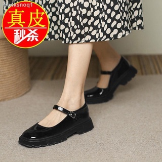 ℡♗Mary Jane shoes leather women s shoes 2021 new thick-heeled small leather shoes Japanese British s