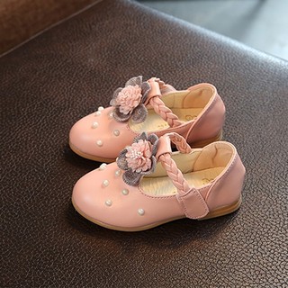 Baby PU Leather Flower Arrangement Artificial Pearl shoes (1)