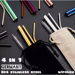 5pc / 1 Set Reusable Drinking Straws Stainless Steel Metal Straw