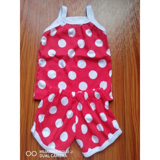SIZE 4 Cotton Spaghetti & Shorts Terno for 0-12 months baby girl red big polka